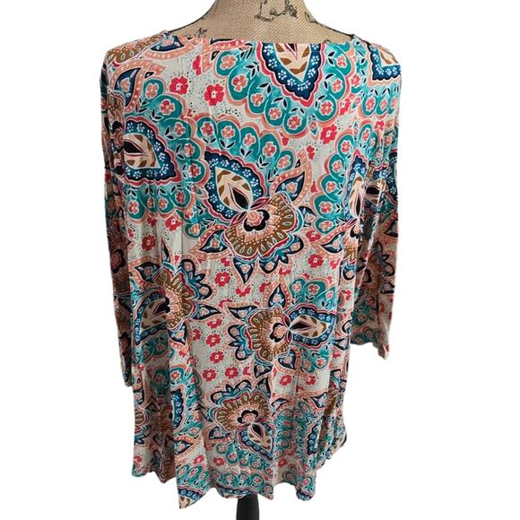 Chico's Multicolor Floral and Paisley Super Soft Stretch Tunic Size 3 XL - Picture 2 of 7